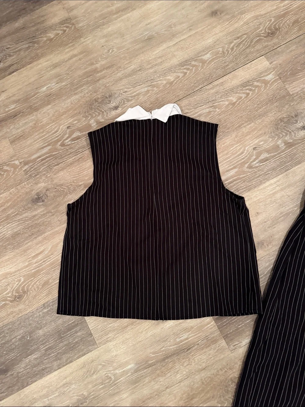 balera Black Pinstripe Dance Set with White Collar